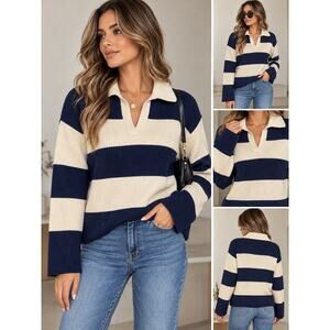 Cozy Knit Polo Rugby Sweater Sz Medium NEW Johnny Collar - A New Day
